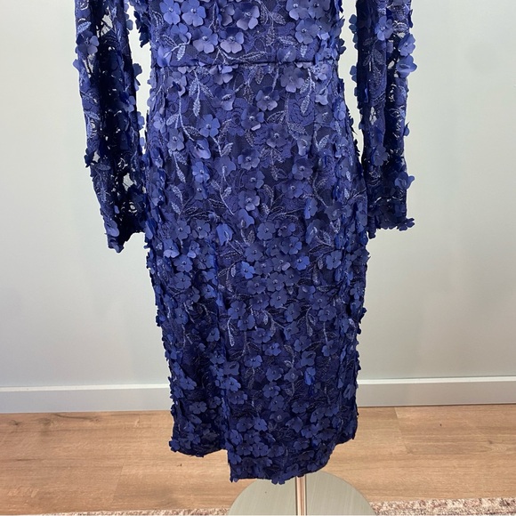 XSCAPE Navy Blue Floral 3D Applique Cocktail Formal dress size 14 - Picture 4 of 7
